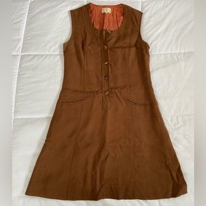 Vintage 70s 60s Button Front Shift Dress M